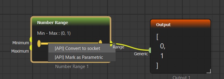 Widget context menu with API conversion action